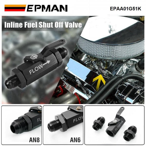 EPMAN Aluminium AN6/AN8 Inline Shut Off Valve Fuel Cut Off Switch W